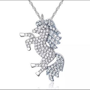 Silver Crystal Unicorn Necklace